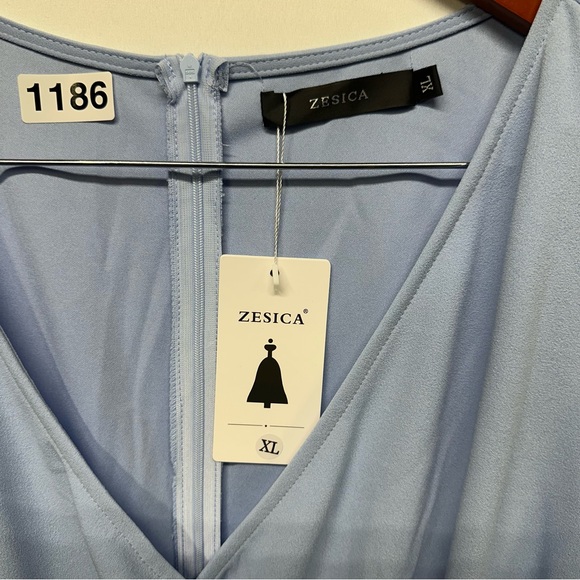ZESICA Light Blue Wrap Asymmetrical Dress XL NWT - Picture 2 of 7